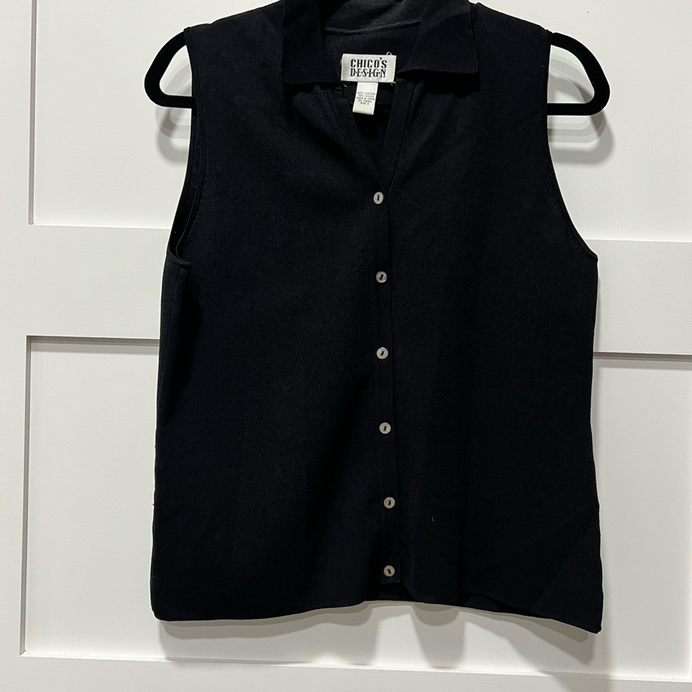 Chico's Black Button Down Sleeveless Shirt